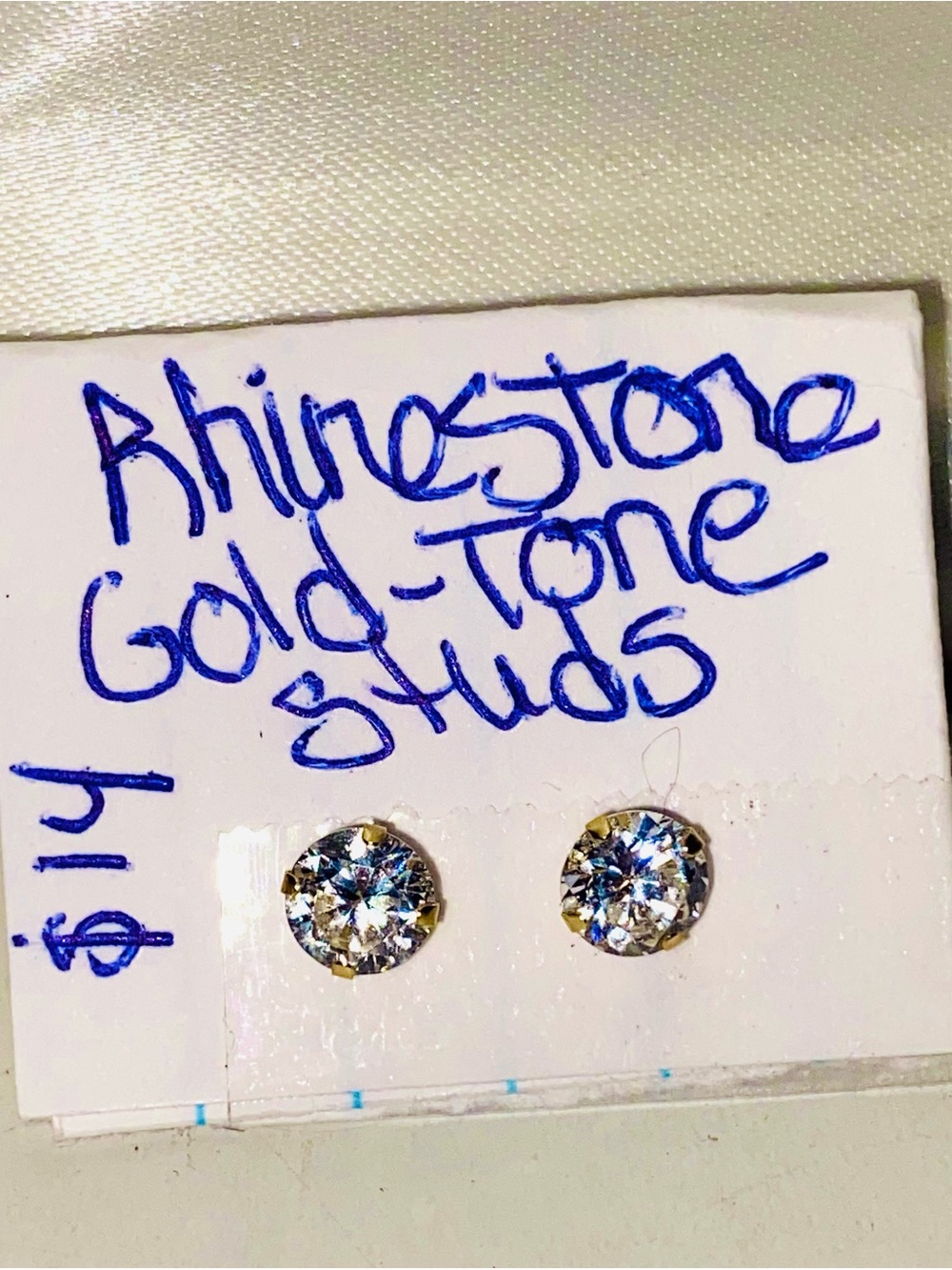 Gold-Tone Clear Rhinestone Stud Earrings - Sparkling Classic
